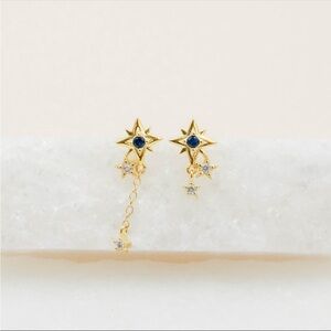 Gold Mismatched Chain Sterling Silver Stud Earrings
